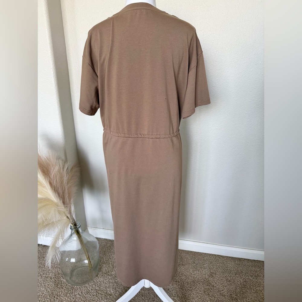 Brown Drawstring Midi Dress - Picture 6 of 8